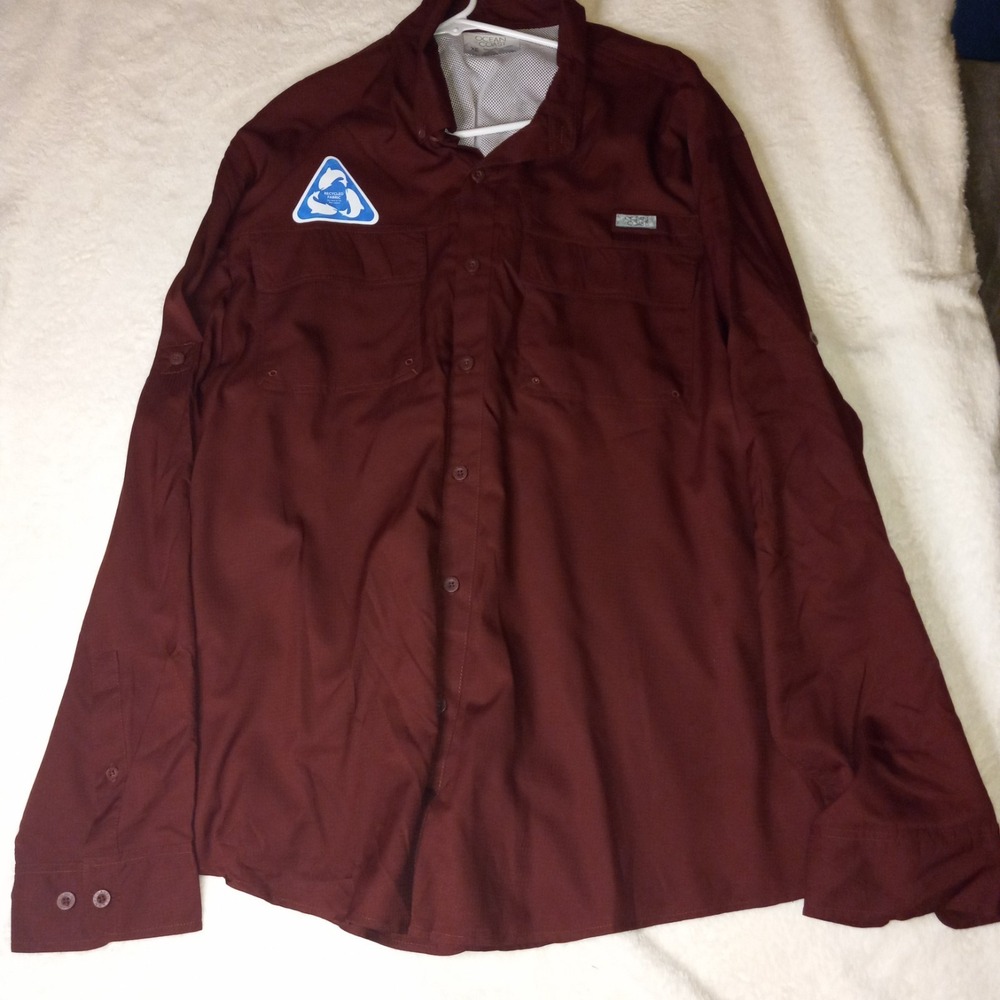 Ocean & Coast Men's Red Vented Fishing Shirt Size XL Long Sleeve recycled fabric